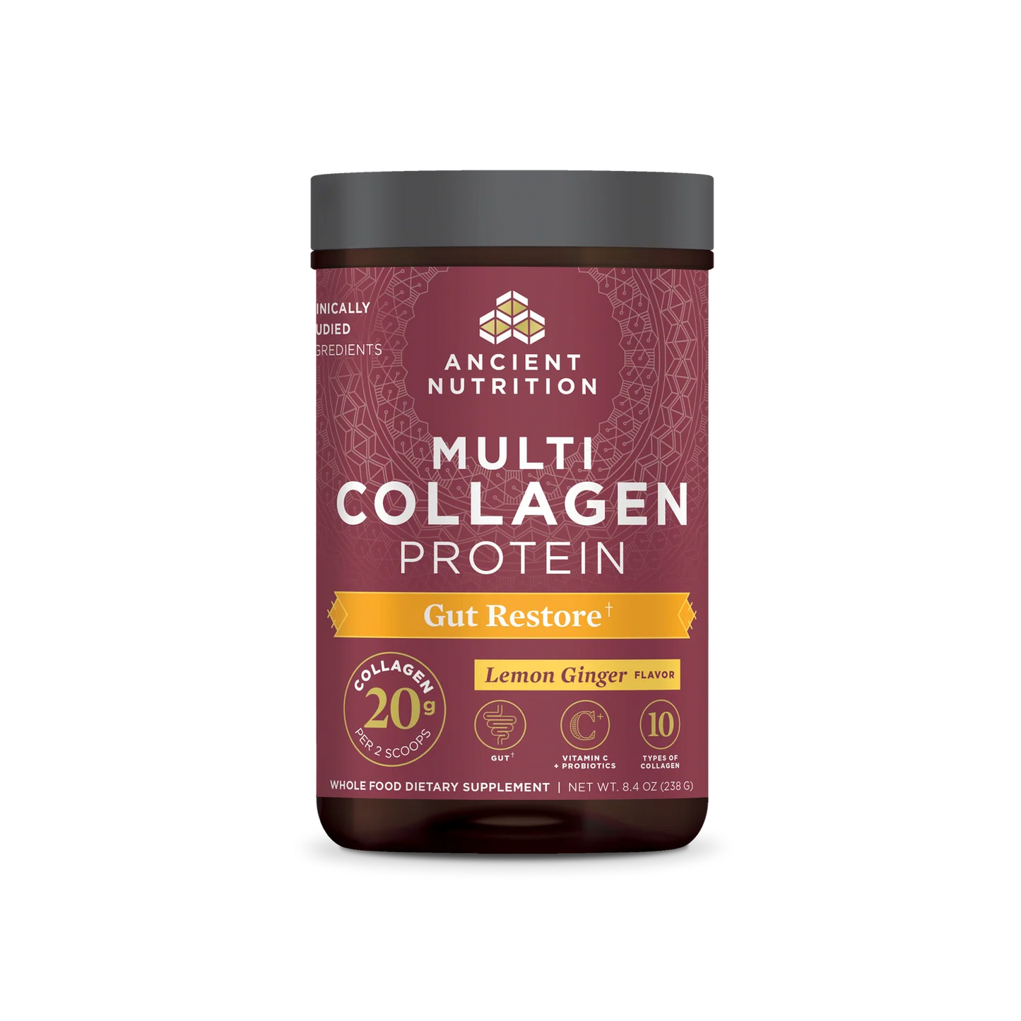 Ancient Nutrition MULTI COLLAGEN PROTEIN GUT RESTORE -20 Serving LEMON GINGER