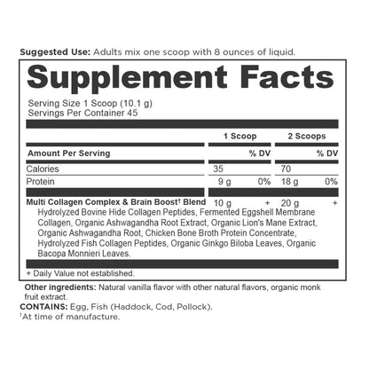 Ancient Nutrition MULTI COLLAGEN PROTEIN BRAIN BOOST - 45 Servings VANILLA