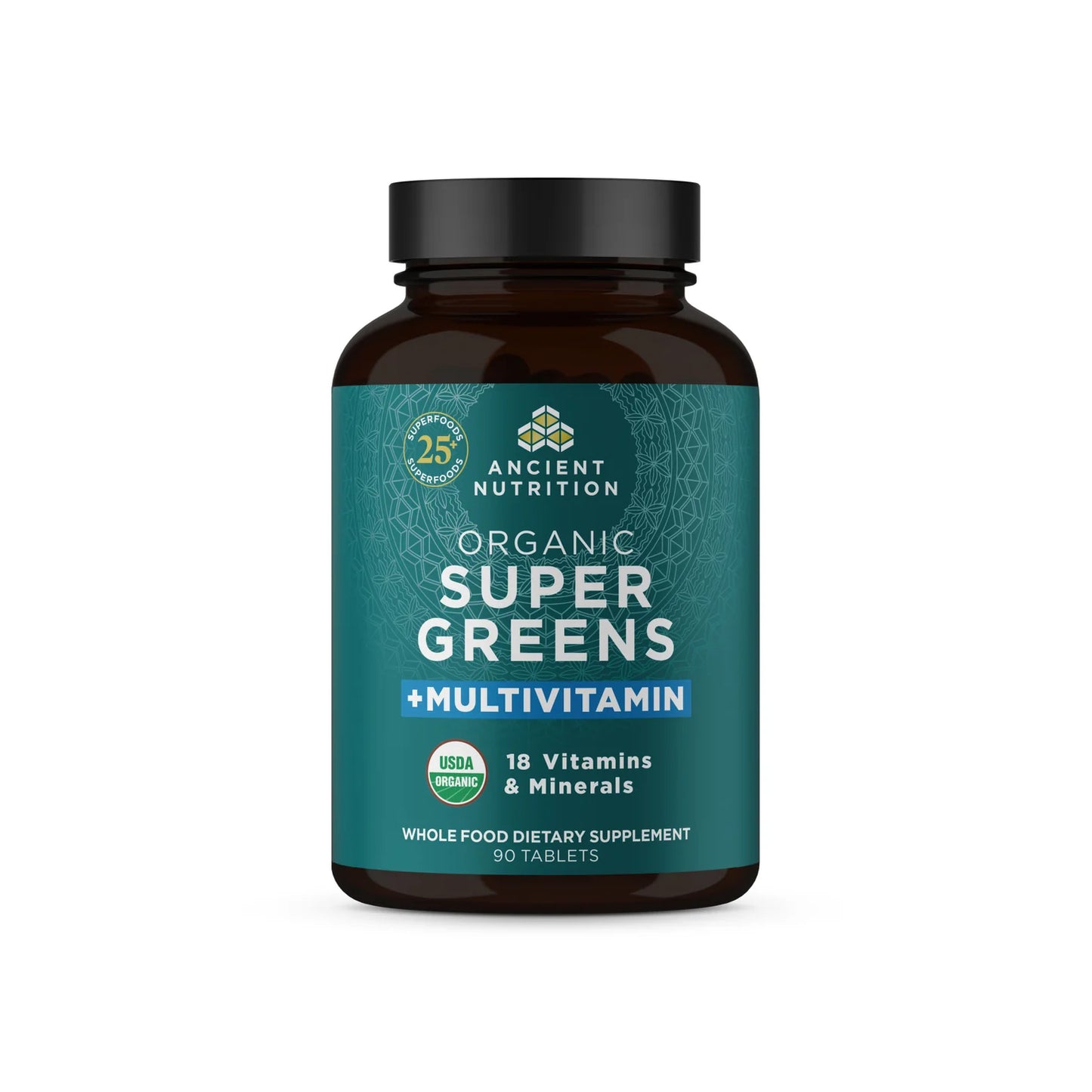 Ancient Nutrition ORGANIC SUPER GREENS +MULTIVITAMIN - 90 Tablets
