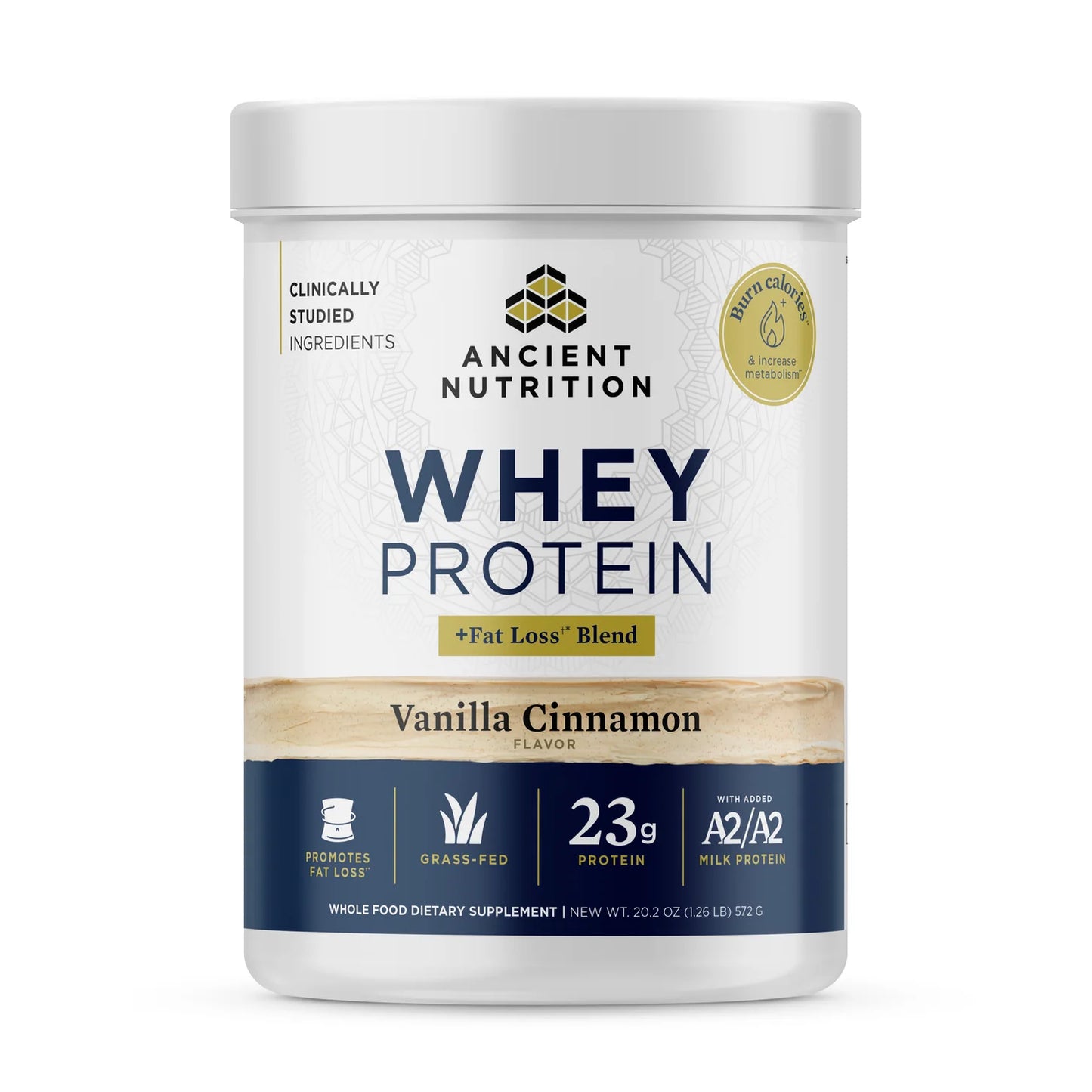 Ancient Nutrition WHEY PROTEIN GRASS-FED + Fat Loss - 18 Servings