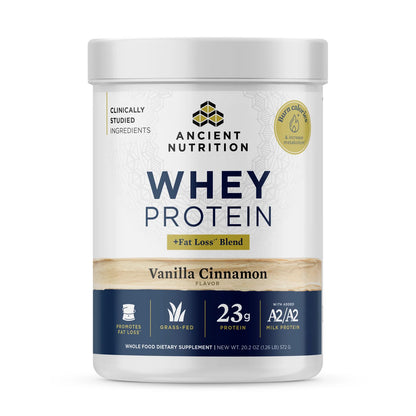 Ancient Nutrition WHEY PROTEIN GRASS-FED + Fat Loss - 18 Servings