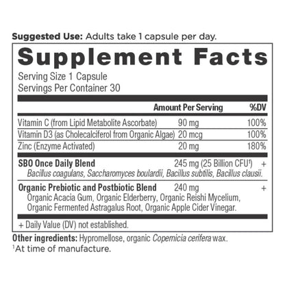 Ancient Nutrition SBO PROBIOTICS Once Daily IMMUNE 25 Billion CFU - 30 Capsules