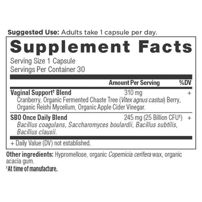 Ancient Nutrition SBO PROBIOTICS Once Daily VAGINAL - 30 Capsules