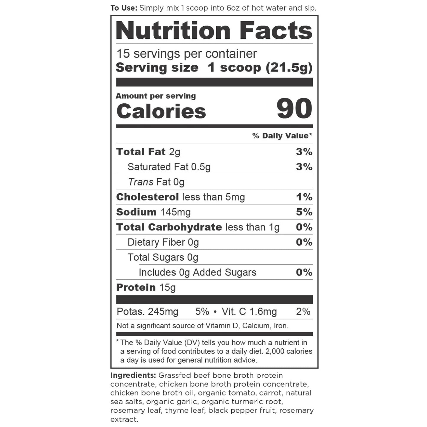 Ancient Nutrition BONE BROTH PROTEIN Sipping Broth - 15 Serving