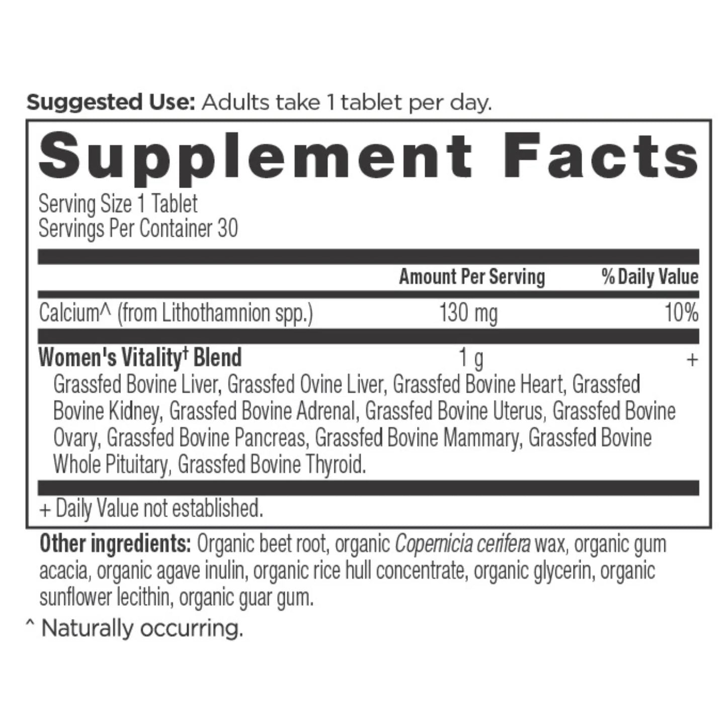 Ancient Nutrition Ancient Glandulars ONCE DAILY WOMENS VITALITY - 30 Tablets