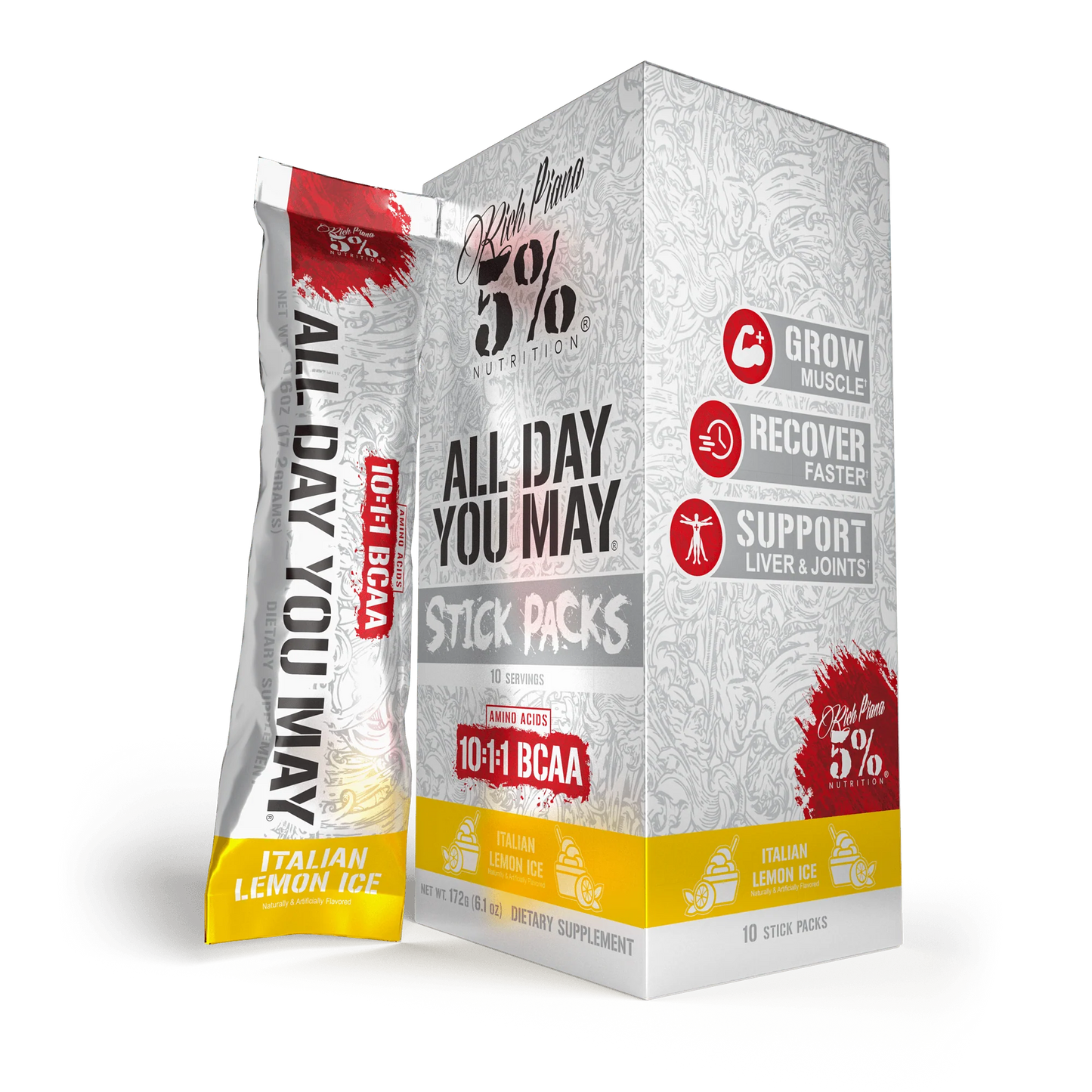 5% Nutrition ALL DAY YOU MAY STICK PACKS - 10ct ITALIAN ICE