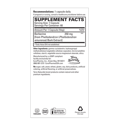 Terry Naturally BERBERINE METX Extra Strength - 60 Capsules