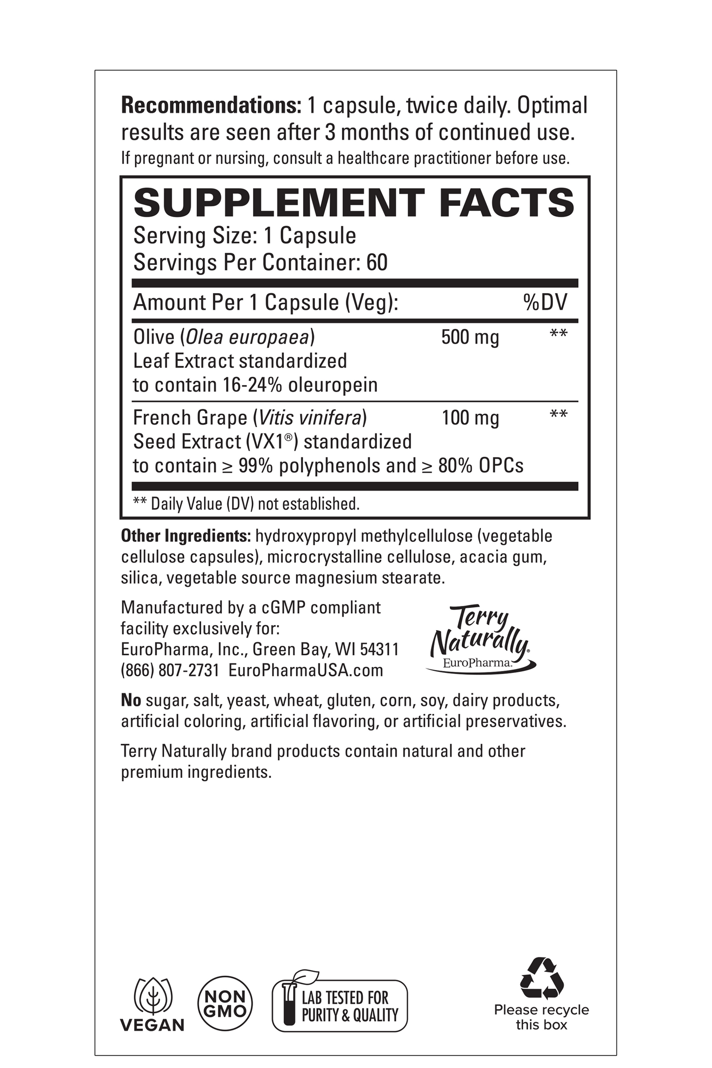 Terry Naturally BLOOD PRESSURE HEALTH - 60 Capsules