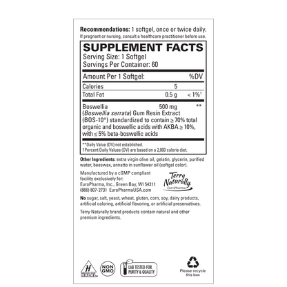 Terry Naturally BOSMED Extra Strength 500MG - 60 Capsules