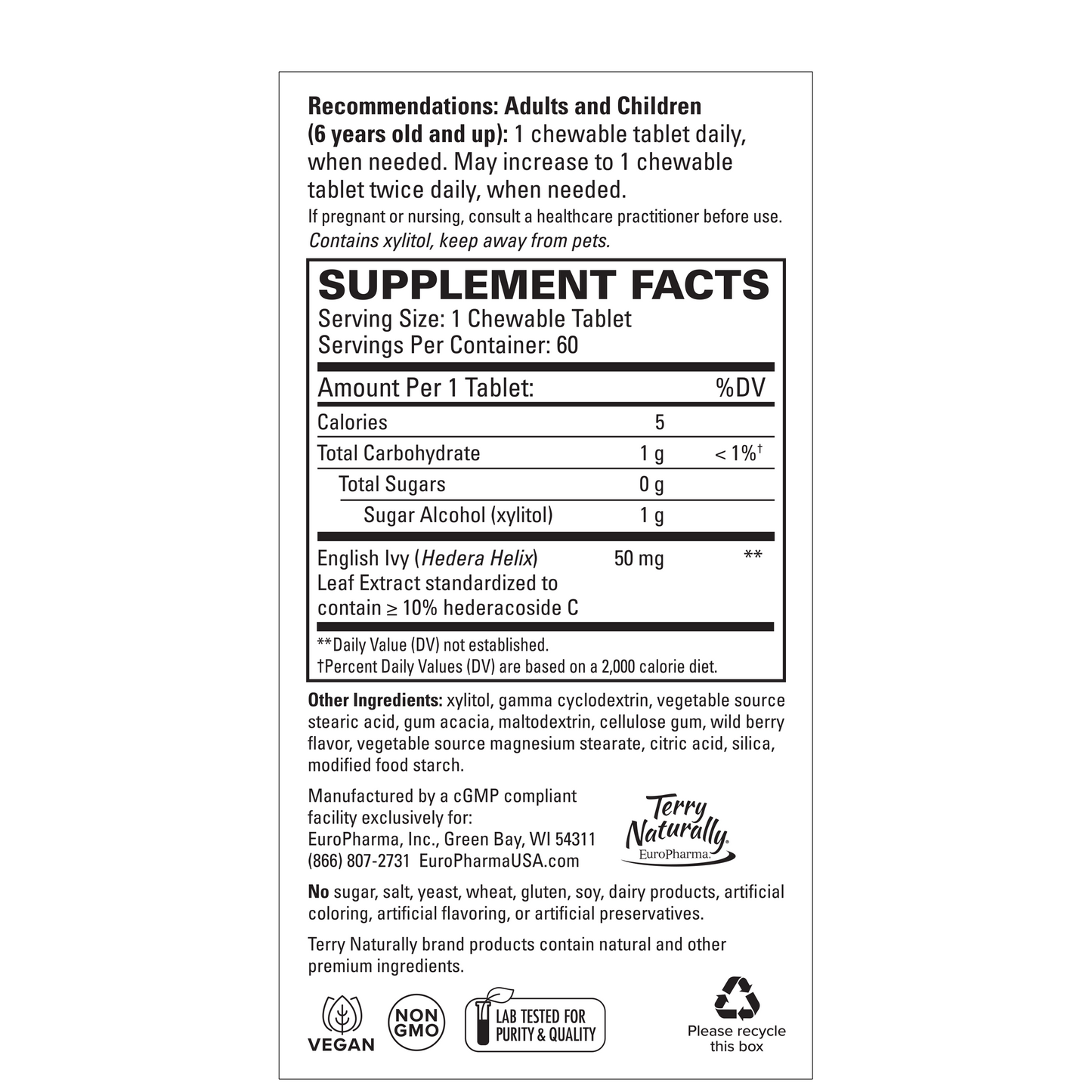 Terry Naturally BRONCHIAL CLEAR (90 isnt chewable)
