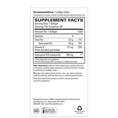 Terry Naturally COQ10 UBIQUINOL 100MG - 60 Capsules