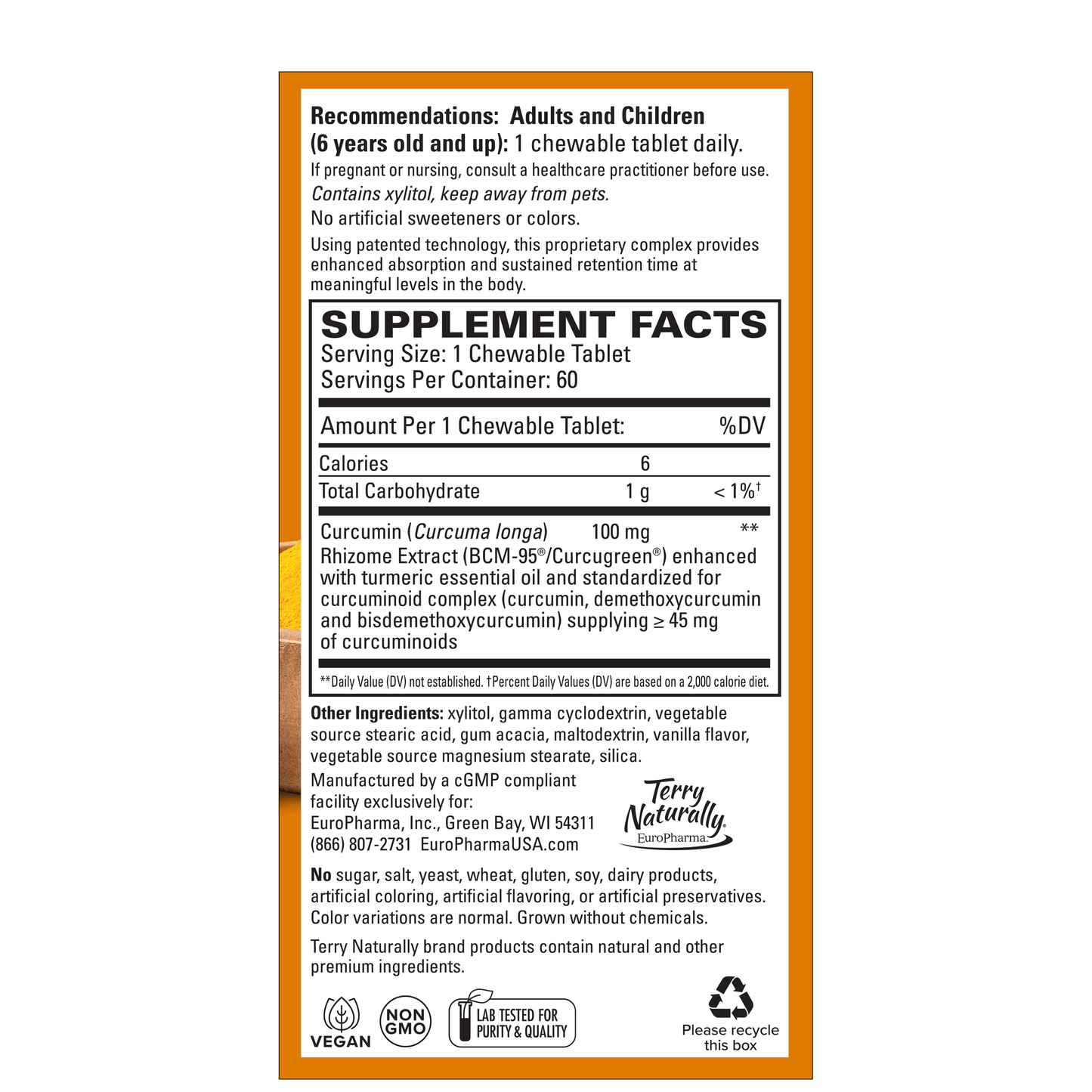 Terry Naturally CURAMED 100MG - 60 Chewable Tablets