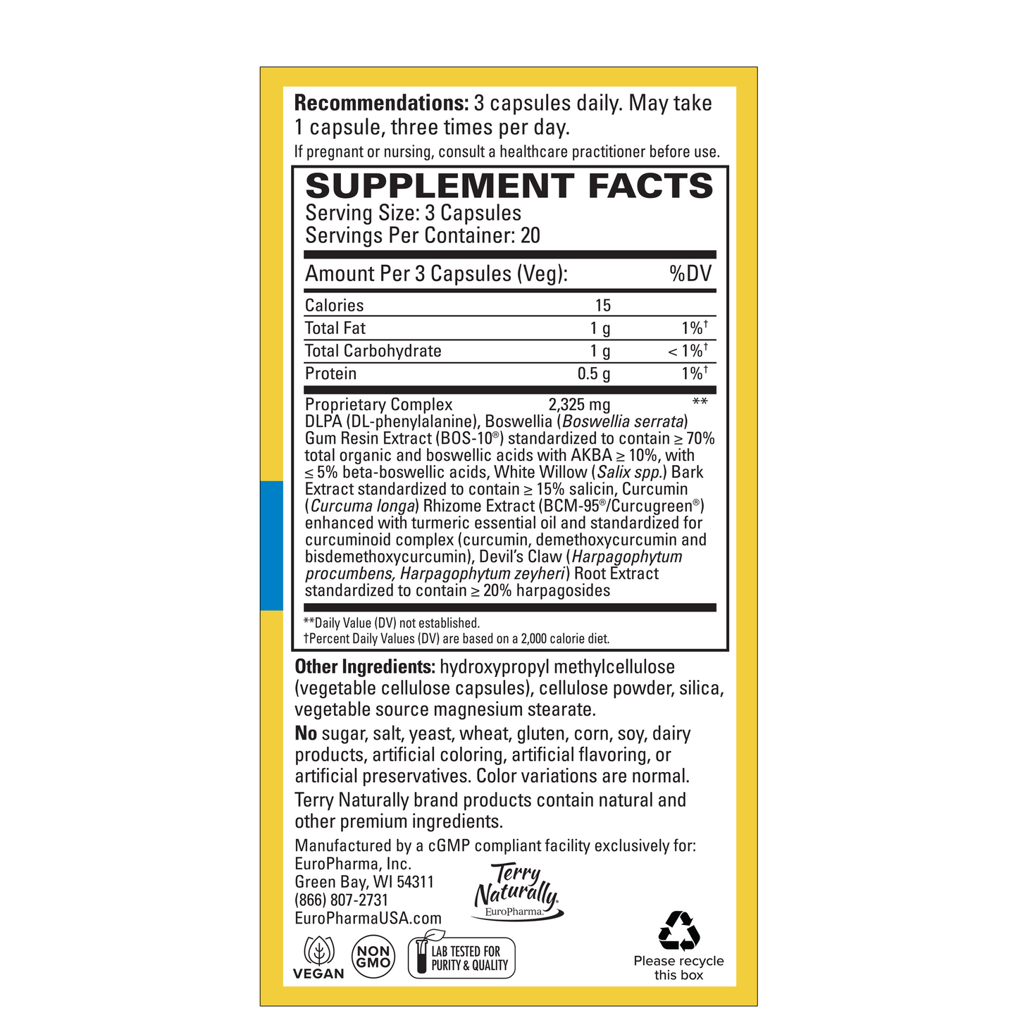 Terry Naturally Curamin LOW BACK PAIN - 60 Capsules
