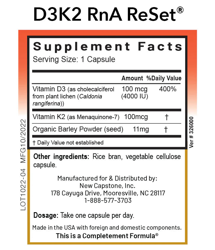 RNA Reset D3K2 Reset - 60 Capsules