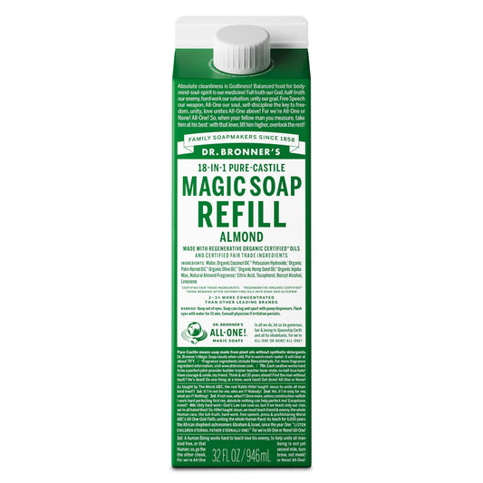 Dr. Bronner's CASTILLE Magic Soap REFILL Carton - 32oz