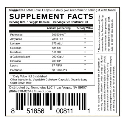 Truvani DIGESTIVE ENZYMES 30 Capsules