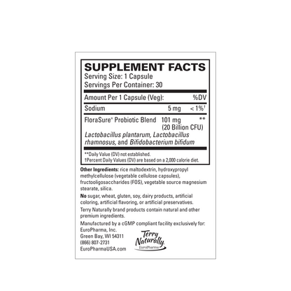 Terry Naturally FLORASURE PROBIOTIC - 30 Capsules