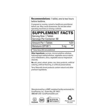 Terry Naturally MELATONIN EP120 5mg - 60 Tablets