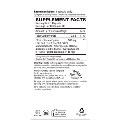 Terry Naturally OLIVE EXTRACT EP20 - 60 Capsules