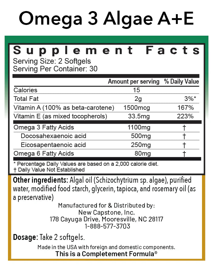 RNA Reset OMEGA 3 ALGAE A+E - 60 Capsules