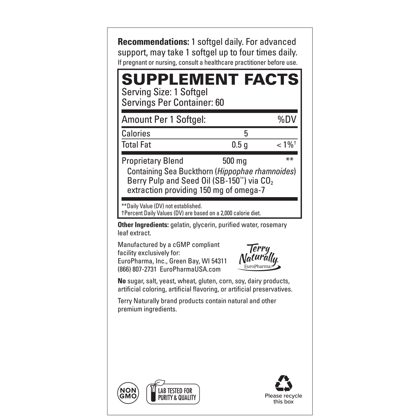Terry Naturally OMEGA-7 DRY EYE RELIEF - 60 Softgels