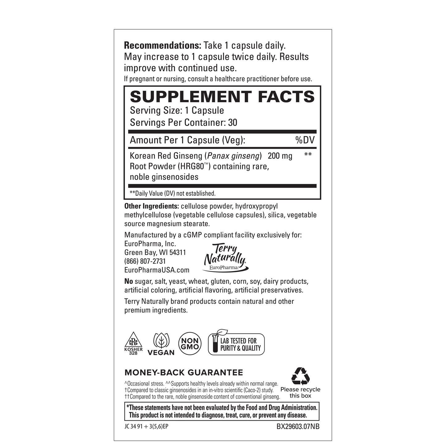 Terry Naturally RED GINSENG HRG80 ENERGY