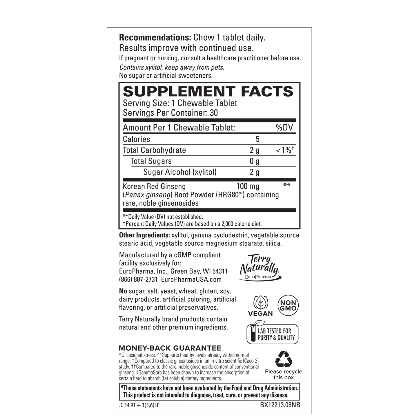 Terry Naturally RED GINSENG HRG80 ENERGY