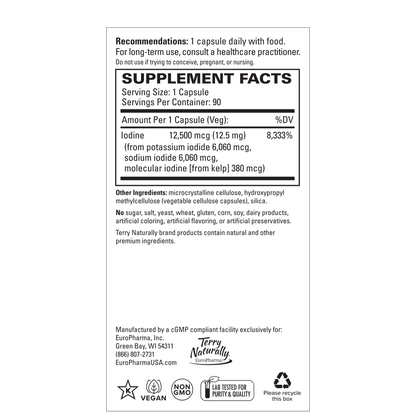 Terry Naturally TRI IODINE 12.5MG - 180 Capsules