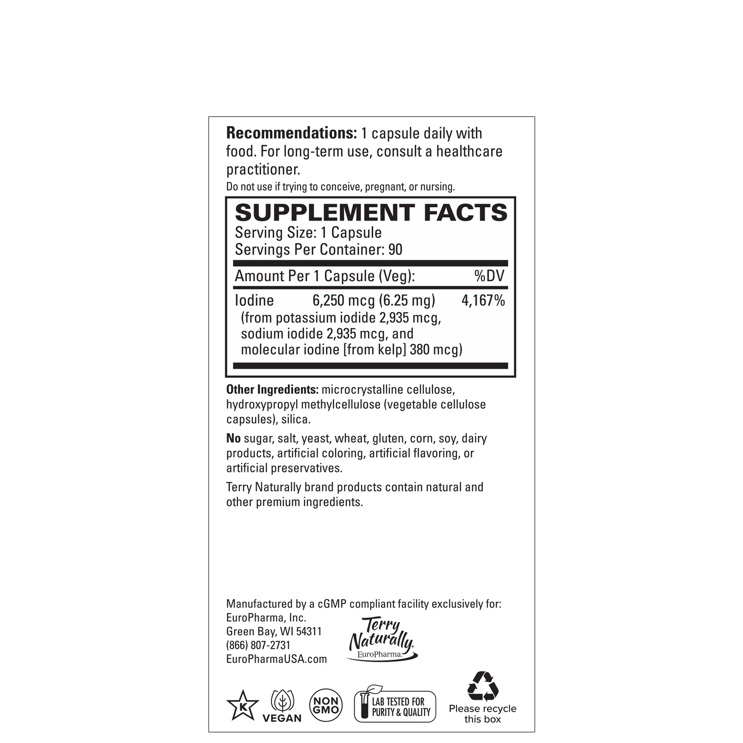 Terry Naturally TRI IODINE 6.25MG - 90 Capsules
