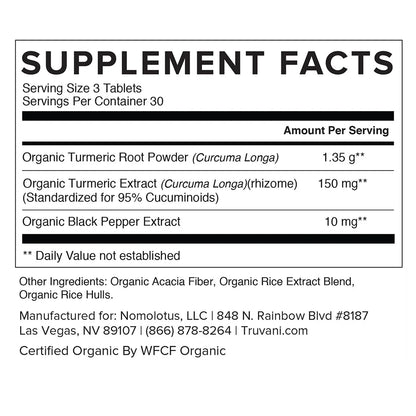 Truvani TURMERIC CURCUMIN w/ Black Pepper 90 Tablets